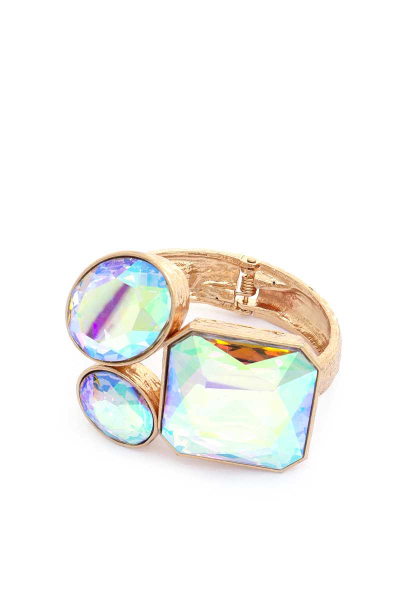Hollywood Crystal Feather Honey Cuff Bracelet